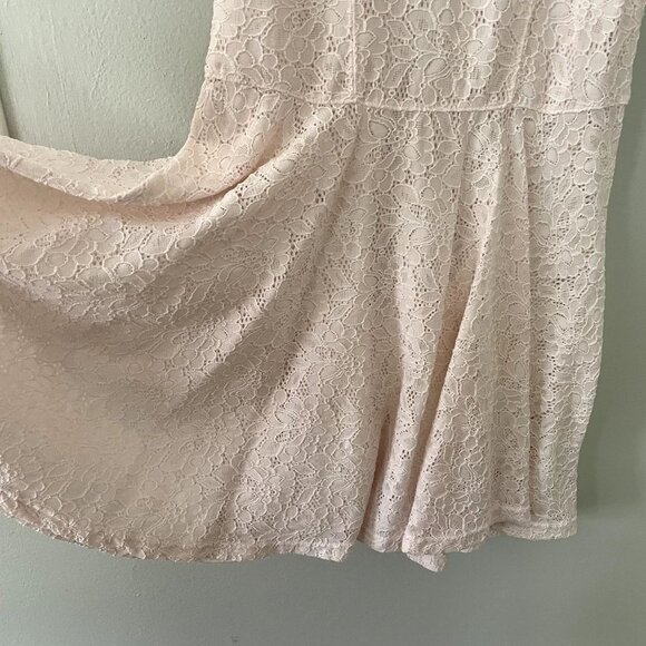 Express blush pink light sleeveless lace summer sundress fit and flare nylon - Picture 4 of 6